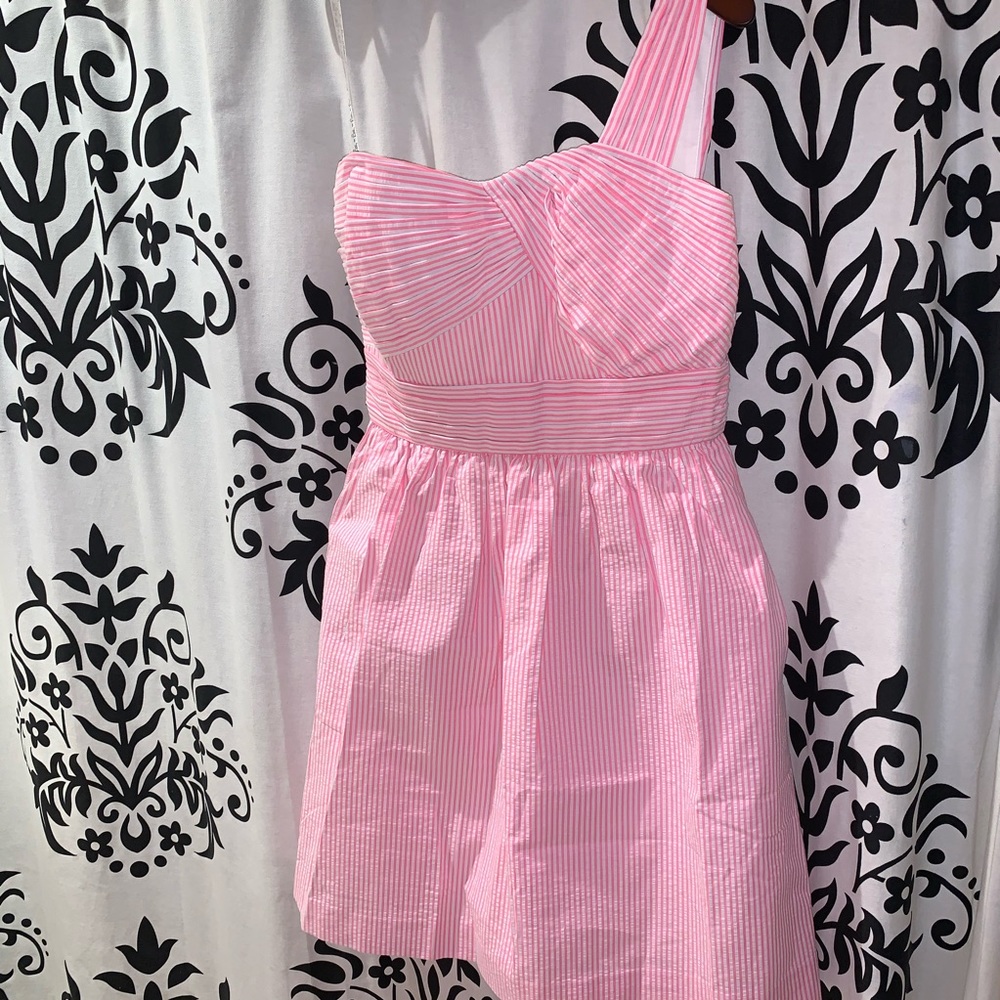 Lilly Pulitzer Addison 1 Shoulder Seersucker Dress